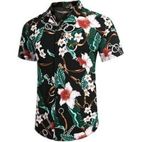 Cllios Мъжки флорални принт Хавайски ризи летен копче за ревера надолу тениска редовно прилягане на кратък ръкав плажен празничен блуза