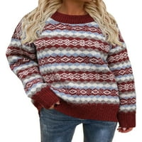Капрез тормозещ пуловер Коледни плетени пуловери за жени Плетене на зимни топли джъмперни върхове шезлонг пуловер сиво синьо xl