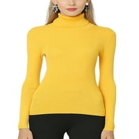 Cindysus turtleneck пуловер за жени с дълъг ръкав твърд цвят основни пуловери Лека камила L