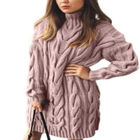 Voguele жени джъмпер върхове с дълъг ръкав плетен пуловери Зимни топли пуловер шикозен плетен пуловер обикновен черен xxxl