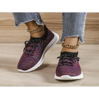 Zodanni женски чорапи маратонки Мрежа плоски плетат горни ежедневни обувки дамски ходещ обувка дишаща дантела черно и червено 5.5