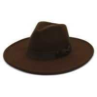 Unise моден широк колан плосък топ топ федора шапка шапка шапка шапка шапка