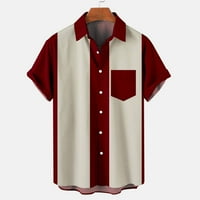 Мъжки тениски за вино мъжки ежедневни ризи мъже ежедневни копчета печат с джобна турнирна риза с къс ръкав блуза