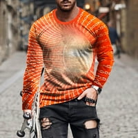 Мъжки суичъри 3d пространство-времева туна печат кръгла шия мода дълъг ръкав пуловер траен на открито ежедневно прилепване пролетна есен блуза оранжева l