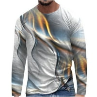 Мъжки ризи плюс размер модна 3D графити отпечатани есен с дълъг ръкав тениски екипаж