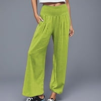 Панталони с широки крака за жени еластични високи талии свободни удобни палацо ежедневни панталони с джобове мента зелено l