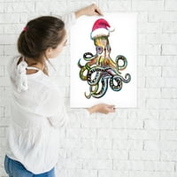 AmericanFlat Santa Octopus от T.J. Печат за изкуство за плакати