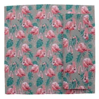 S4SASSY Сиви тропически листа и фламинго птица миещи се отпечатани трапезарни обратими таблици със салфетки