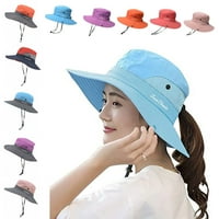 Женска шапка с хвощ слънчева шапка на открито UV защита сгъваем широк ръчен плажен риболовен шапка, синьо