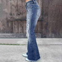 koaiezne жени с висока талия дънки ретро еластичен деним дън панталони звънци дънки дънки