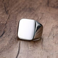 Модни пръстени квадратни големи ширини сигнали титаниев стоманен човек сребърен черни мъже пръстен Размер на бижута 7-12