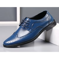 Harsuny Mens Сватбена лъскава оксфордска обувка гладки класически рокли Party Nonslip Low Top Blue 45