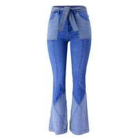 Kali_store дамски товарни панталони Женски стрии кльощави разкъсани джинси класическо измиване унищожени дънки за дупки светлосини, xxl