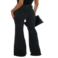 Капризи жени дъна еластични звънци бутон с дънкови панталони удобни панталони цип черни s