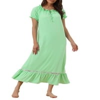 Cheibear Womens Victorian Nightgown Ruffle Short Leanve Teak Nightshirt Pajama Sleep Ressing