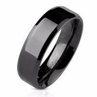 Неговият нейният дамски камък CZ черен сватбен пръстен от неръждаема стомана Мъжки плоска лента размер W10M7