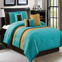 Empire Home Soft Resposed Comforter Set Brown & Blue Teal - Размер на кралицата