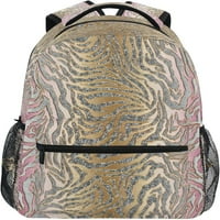 Сиво-бежово-розово блестяща Zebra Kids Backpack за момчета момичета Елементарни раници за портмоне за чанти за училищна чанта за малко дете пътуване