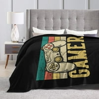 Douzhe Ultra-Soft Micro Fleece Lightweight Flannel Bed Bednet, ретро дисперлер за геймър печат уютни одеяла за топли хвърляния, 60 x50
