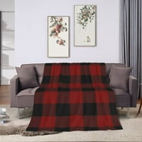 Червено одеяло за хвърляне на тартан, супер меко антилигиращо одеяла за легла, 40 x30