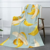 Хвърлете одеяло, жълто сладко бананово одеяло за диван за легло
