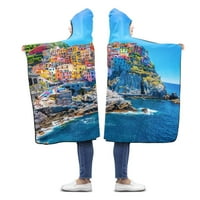 Цветна италианска архитектура с качулка хвърляне на одеяло за възрастни момичета носени одеяла