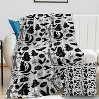 Хелоуин одеяла призрак паяк руно одеяло черна котка Хелоуин хвърляне на одеяло готически вещица хвърляне на одеяло + безплатен калъф за възглавница