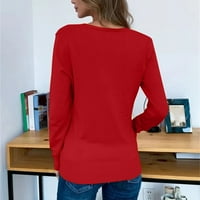 NJSHNMN Женски кардинен пуловери бутон надолу по кардигани с размер с джобове, червено, xl