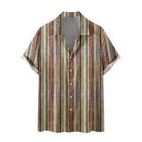 Кейвеил Мъжки лятна риза, риза за мъжки етнически стил 3D без позициониране печат на хавайски къси ръкави риза за ревера мода ежедневна плажна риза топ многоцветен